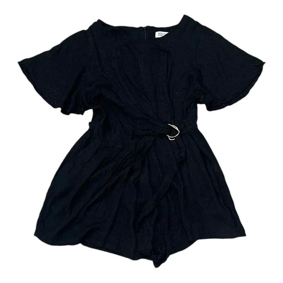 Molly Bracken Black Gold Sparkle Draped Playsuit Romper M - Picture 2 of 6